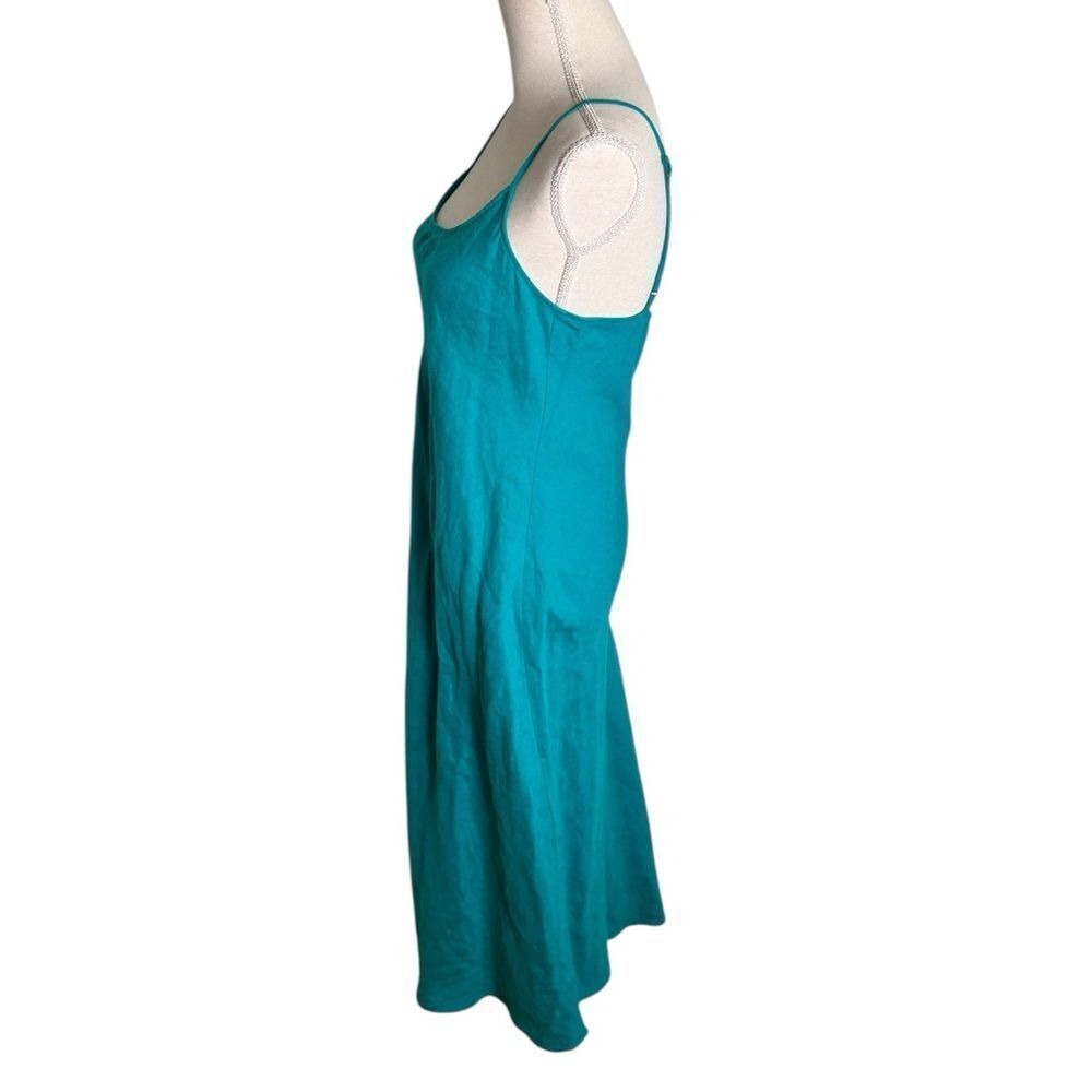 J.Crew Gwyneth Linen Teal Slip Midi Dress Size 8 - Picture 4 of 7